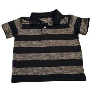 EUC: Boys' Healthtex sie 3T Black & Gray Striped Polo Shirt